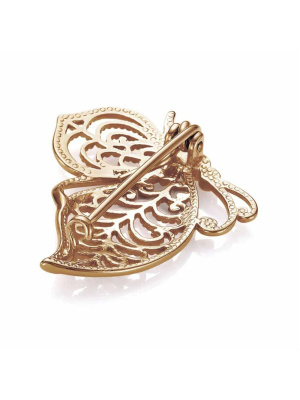 Брошь бижутерия, покрытие - золочение, без вставок