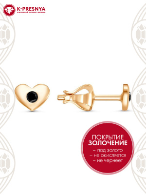 Серьги бижутерия, покрытие - золочение, вставка - стекло ювелирное preciosa