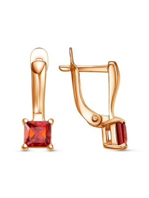 Серьги бижутерия, покрытие - золочение, вставка - фианит (недрагоценный камень)