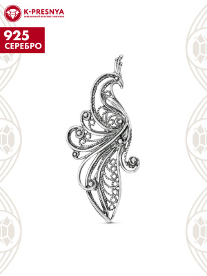 Брошь серебро 925 пробы, покрытие - оксидирование, без вставок