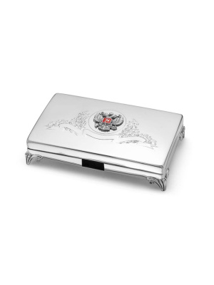 Визитница серебро 925 пробы, покрытие - оксидирование, отделка - эмаль, без вставок