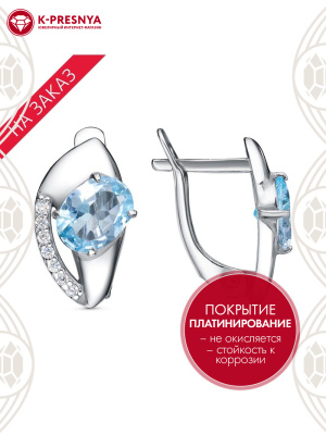 Серьги серебро 925 пробы, покрытие - платинирование