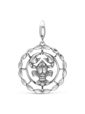 Подвеска "рак" серебро 925 пробы, покрытие - оксидирование, отделка - алмазная грань, без вставок