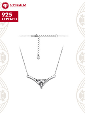 Колье серебро 925 пробы, покрытие - оксидирование, без вставок