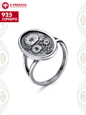 Кольцо серебро 925 пробы, покрытие - оксидирование, без вставок