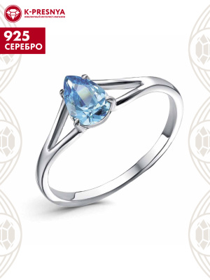 Кольцо серебро 925 пробы, покрытие - платинирование, вставка - фианит (недрагоценный камень)