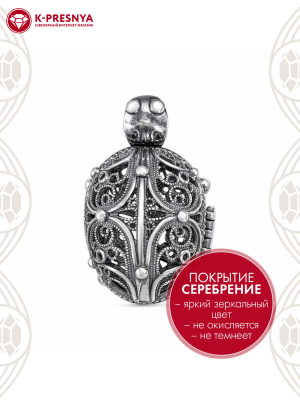 Подвеска бижутерия, покрытие - серебрение с оксидированием, без вставок