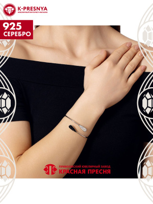 Браслет серебро 925 пробы, покрытие - платинирование, вставка - стекло ювелирное preciosa
