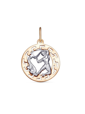 Подвеска "водолей" серебро 925 пробы, покрытие - золочение, выборочное родирование, без вставок