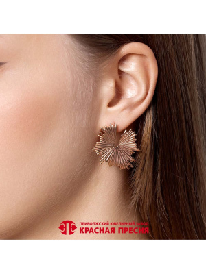 Серьги серебро 925 пробы, покрытие - золочение, без вставок