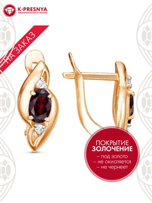 Серьги серебро 925 пробы, покрытие - золочение, выборочное родирование