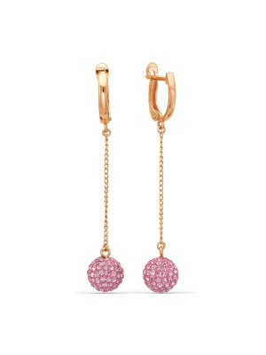 Серьги бижутерия, покрытие - золочение, вставка - стекло ювелирное