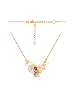 Колье бижутерия, покрытие - золочение, вставка - фианит (недрагоценный камень)