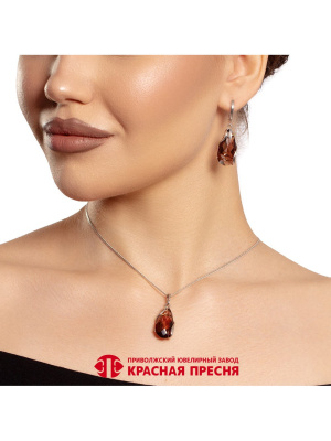 Серьги серебро 925 пробы, покрытие - родирование, вставка - искусственный кварц собственной огранки