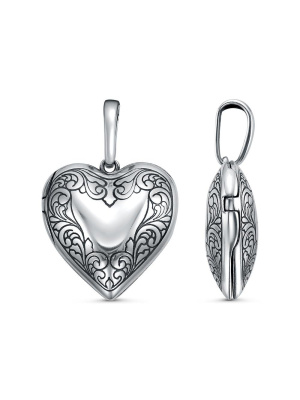 Подвеска "медальон сердце" серебро 925 пробы, покрытие - оксидирование, без вставок