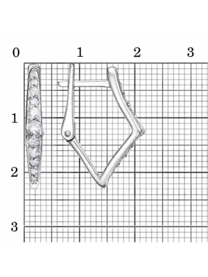 Серьги серебро 925 пробы, покрытие - родирование, вставка - фианит (недрагоценный камень)