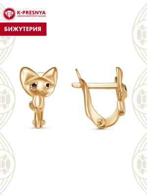 Серьги бижутерия, покрытие - золочение, отделка - эмаль, без вставок