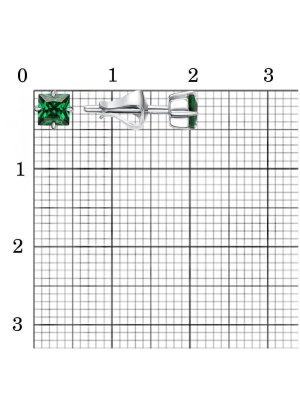 Серьги бижутерия, покрытие - платинирование, вставка - искусственная шпинель