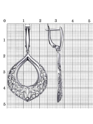 Серьги серебро 925 пробы, покрытие - оксидирование, без вставок