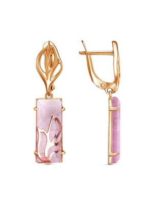 Серьги серебро 925 пробы, покрытие - золочение, вставка - стекло ювелирное собственной огранки