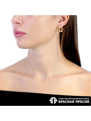 Серьги серебро 925 пробы, покрытие - золочение, без вставок