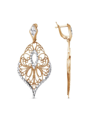 Серьги бижутерия, покрытие - золочение, отделка - алмазная грань, без вставок