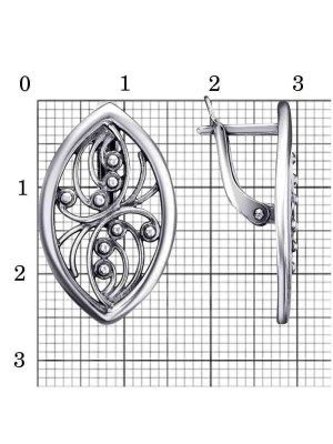 Серьги серебро 925 пробы, покрытие - оксидирование, без вставок