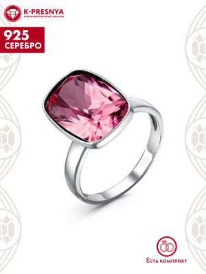 Кольцо серебро 925 пробы, покрытие - оксидирование, вставка - ювелирное стекло европейской огранки