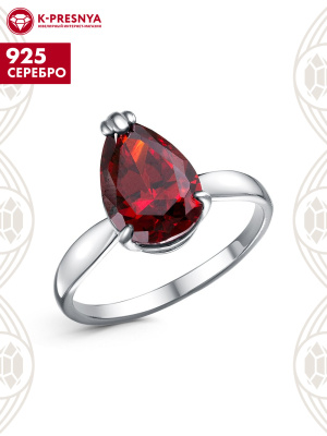 Кольцо серебро 925 пробы, покрытие - родирование, вставка - фианит (недрагоценный камень)