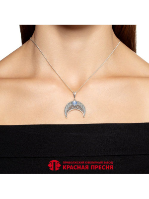 Подвеска серебро 925 пробы, покрытие - оксидирование, вставка - стекло ювелирное собственной огранки
