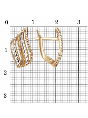Серьги бижутерия, покрытие - золочение, отделка - алмазная грань, без вставок