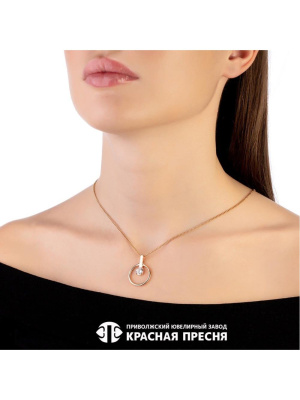 Подвеска серебро 925 пробы, покрытие - золочение, вставка - фианит (недрагоценный камень)