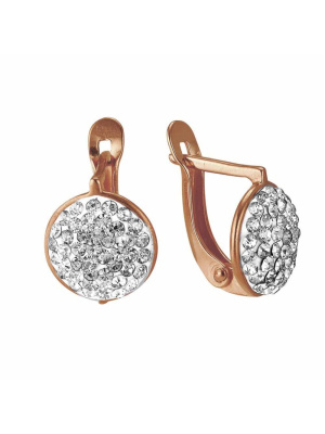 Серьги серебро 925 пробы, покрытие - золочение, вставка - стекло ювелирное preciosa