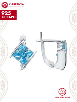 Серьги серебро 925 пробы, без покрытия, вставка - фианит (недрагоценный камень)