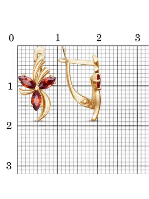 Серьги серебро 925 пробы, покрытие - золочение, вставка - фианит (недрагоценный камень)