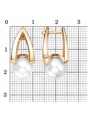 Серьги бижутерия, покрытие - золочение, вставка - имитация жемчуга