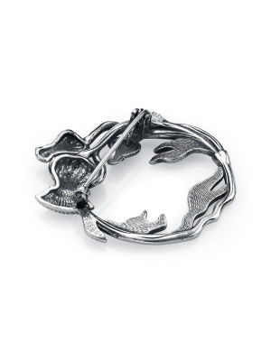 Брошь серебро 925 пробы, покрытие - оксидирование, без вставок