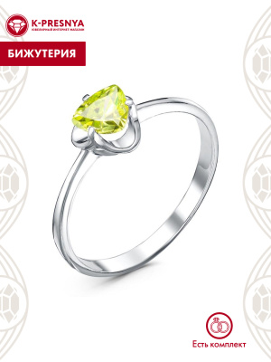 Кольцо бижутерия, покрытие - серебрение, вставка - фианит (недрагоценный камень)