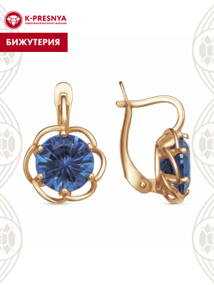 Серьги бижутерия, покрытие - золочение, вставка - искусственная шпинель