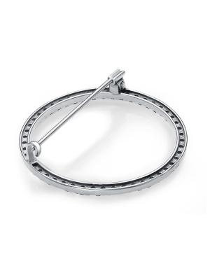 Брошь серебро 925 пробы, покрытие - родирование, вставка - фианит (недрагоценный камень)