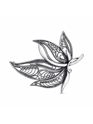 Брошь серебро 925 пробы, покрытие - оксидирование, без вставок