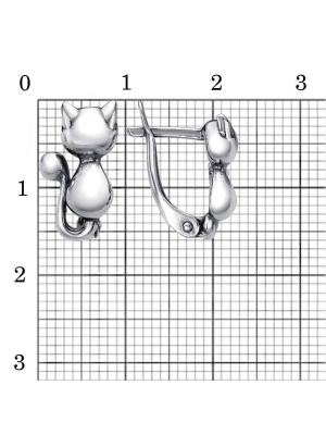 Серьги бижутерия, покрытие - серебрение с оксидированием, без вставок