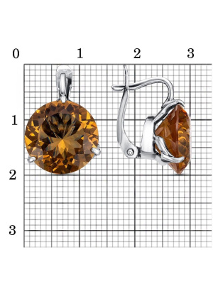 Серьги серебро 925 пробы, покрытие - оксидирование, вставка - искусственный султанит