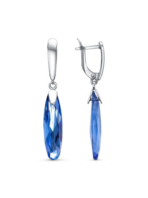 Серьги бижутерия, покрытие - платинирование, вставка - стекло ювелирное собственной огранки