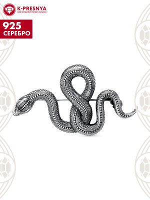 Брошь серебро 925 пробы, покрытие - оксидирование, без вставок