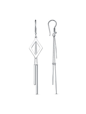 Серьги серебро 925 пробы, покрытие - родирование, без вставок