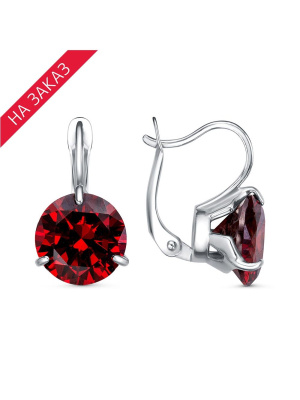 Серьги серебро 925 пробы, покрытие - платинирование, вставка - фианит (недрагоценный камень)