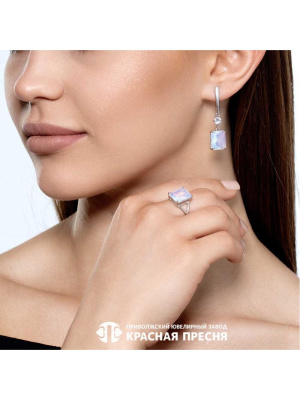 Серьги серебро 925 пробы, покрытие - платинирование