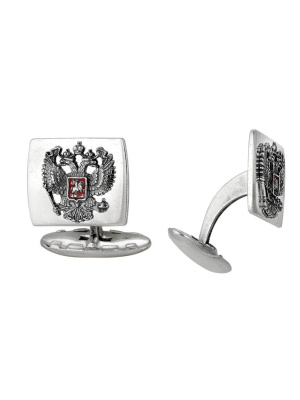 Запонки серебро 925 пробы, покрытие - оксидирование, отделка - эмаль, без вставок