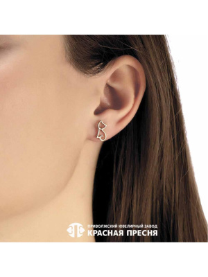 Серьги серебро 925 пробы, покрытие - золочение, без вставок